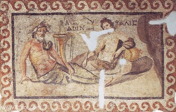 River-god Ladon and Naiad Psanis | Greco-Roman mosaic from Daphne | Hatay Archeology Museum, Antakya