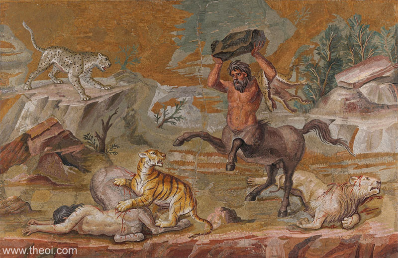 Centaur, Centauris and tigers | Greco-Roman mosaic from Hadrian's Palace C2nd A.D. | Altes Museum, Berlin