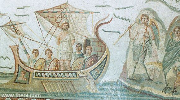Odysseus and the Sirens | Greco-Roman mosaic from Dougga | Bardo National Museum, Tunis
