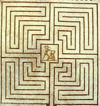 Labyrinth of the Minotaur | Greco-Roman mosaic from Villa on the Via Cadolini C1st A.D. | Archaeological Museum of Cremona