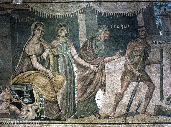 Pasiphae, Daedalus & Wooden Cow | Greco-Roman mosaic