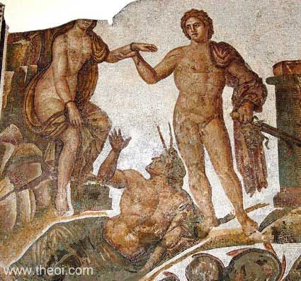 Perseus, Andromeda and Pontus the Sea | Greco-Roman mosaic C3rd A.D. | Bardo National Museum, Tunis
