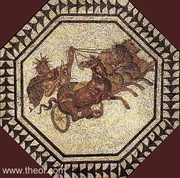 Sol-Helius as Sunday | Greco-Roman mosaic from Orbe C3rd A.D. | Roman villa of Orbe-Boscéaz