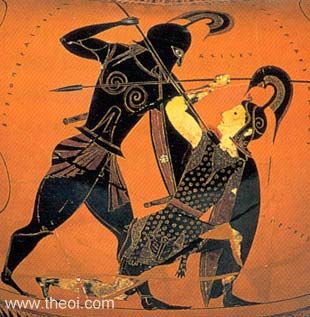 Achilles slaying Penthesileia | Athenian black-figure amphora C6th B.C. | British Museum, London