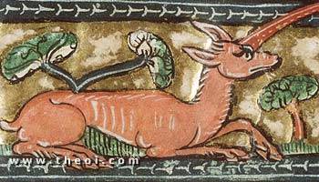 Monoceras or Unicorn | Der Naturen Bloeme manuscript (1350) | National Library of the Netherlands
