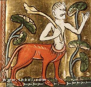 Onocentaur | Der Naturen Bloeme manuscript (1350) | National Library of the Netherlands