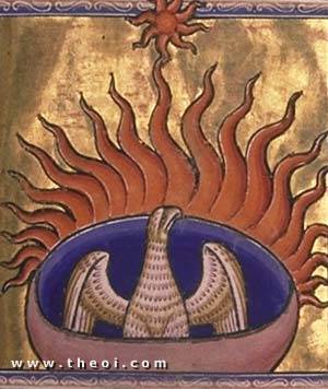 Phoenix | Aberdeen Bestiary manuscript (1200) | Aberdeen University Library