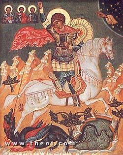 Saint George & the Dragon | Medieval painting C14th