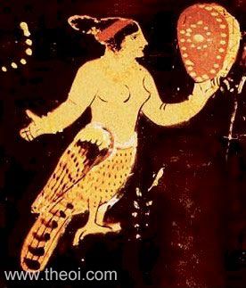 Siren beating tambourine | Paestan red-figure bell krater C4th B.C | Antikensammlung Berlin